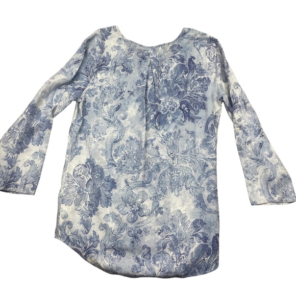 Soft Surroundings Small Blue Print 100% Tercel 1/2 Button Front - Picture 7 of 7